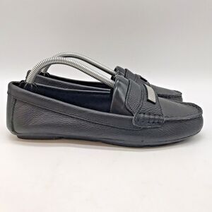 Calvin Klein Leta Slip On Loafers Women's 6.5 Black Pebbled Leather Flats Shoes